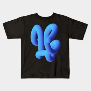 Fluid geometric blue abstract shape worm Kids T-Shirt